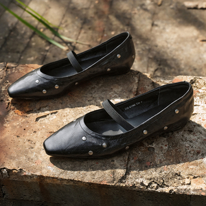 WETKISS OEM <span class=keywords><strong>Ballerine</strong></span> Vintage Punk con Rivetti Mary Jane in Morbida Pelle da Donna, Scarpe Basse con <span class=keywords><strong>Punta</strong></span> Quadrata, Eleganti Scarpe con <span class=keywords><strong>Borchie</strong></span> Stile Bambola - Product Image 2