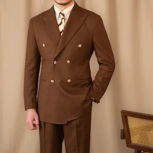 <span class=keywords><strong>Blazer</strong></span> da <span class=keywords><strong>Uomo</strong></span> <span class=keywords><strong>Doppiopetto</strong></span> Senza Tasche Tinta Unita con Risvolto, Stile Business Casual, 500G Pesante - Product Image 1