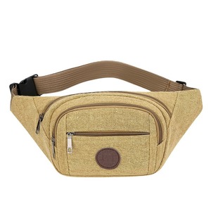 Men's Canvas Fanny Pack Adjustable Waist Bag Multi Pocket Outdoor Travel Hip Pack Khaki Black Coffee Army Green - Product Image 3