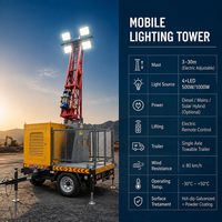 Tour d'éclairage mobile télescopique premium de 30 m, alimentée au diesel, avec projecteur LED pour aéroport, piste d'atterrissage, hélicoptère et kit remorque