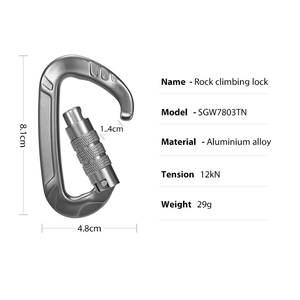 Mousqueton de sécurité en aluminium aéronautique 7075 en forme de D avec verrouillage à vis pour l'escalade, l'escalade en plein air et l'équipement de tirage rapide - Product Image 5