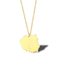 Hommes Femmes Pays Capitale Carte Ville Allemagne Portugal Espagne Séoul Washington Texas Plaqué Or Pendentif Colliers Vente en Gros