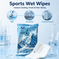 Lingettes humides rafraîchissantes instantanées en non-tissé spunlace pour le sport, marque privée OEM/ODM/OBM, 10 pièces, en maille, pour nettoyer la sueur après l'entraînement