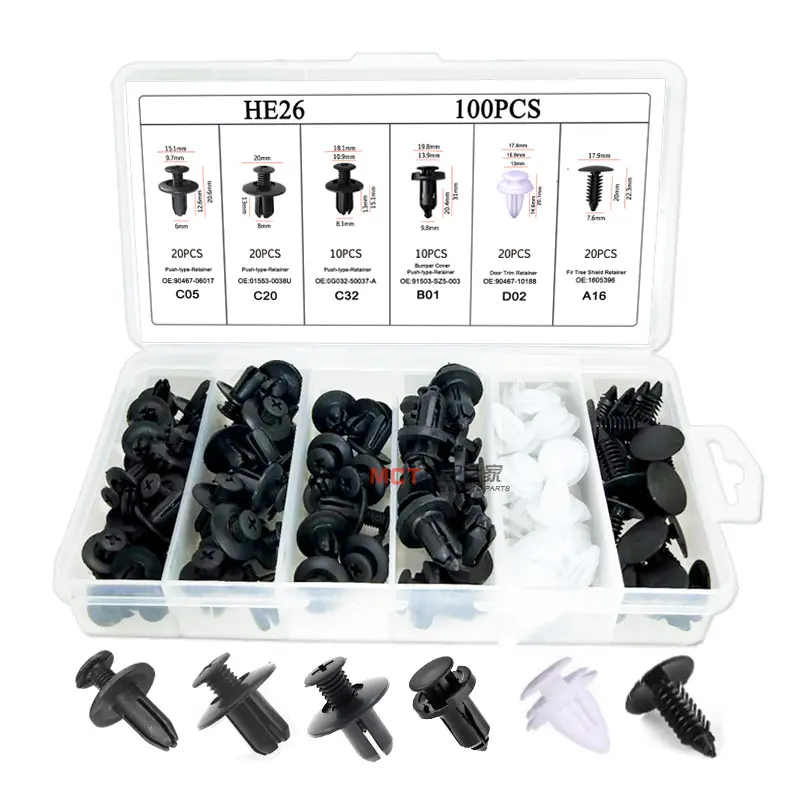 100Pcs 6 Size Automotive Push Pin Niet befestigungen Trimm clip Sortiment Kits Auto Kunststoff Niet