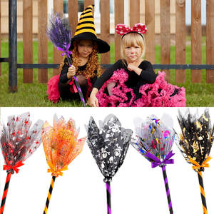 <span class=keywords><strong>Escoba</strong></span> de bruja desmontable con luces LED Decoraciones para fiestas de Halloween <span class=keywords><strong>Escoba</strong></span> de bruja voladora con tela de malla brillante - Product Image 4