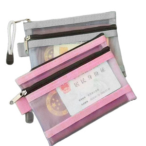 Transparent Mesh Storage Bag Portable Travel ID Card Holder Passport Cosmetic Zipper Bag Cardholder Protective Cover - Product Image 5