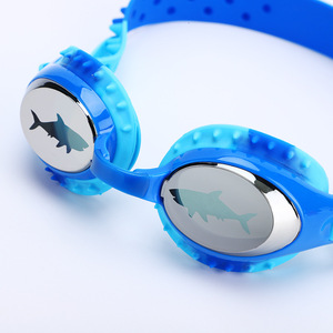 Gafas de natación impermeables con dibujos animados para niños, diseño de tiburón, antivaho de alta definición, Material plástico de Color azul - Product Image 1