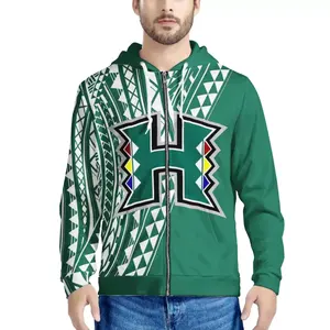 Polynesian Samoan Tribal Design Custom Men Windproof Warm Hoodies With Zipper Mens Oversize Casual Hooded Sweatshirt boy tops