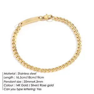 Bracelets en acier inoxydable EManco personnalisés avec gravure, chaîne <span class=keywords><strong>gourmette</strong></span>, breloques pour femmes, meilleurs amis, cadeaux, dropshipping - Product Image 2