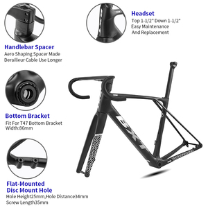 BXT Nouveau <span class=keywords><strong>Cadre</strong></span> de Vélo de Route EVO-155 en Fibre de Carbone avec Frein à Disque T47 700C*32C, Acheminement Interne des Câbles Di2, <span class=keywords><strong>Cadre</strong></span> de <span class=keywords><strong>Course</strong></span> Super Léger - Product Image 4