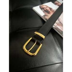 Ceinture à boucle dorée avec boucle à ardillon en alliage, style décontracté, ceinture en tissu - Product Image 1