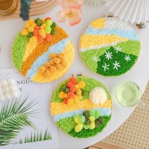 Kits de broderie au crochet pour sous-verres 3D motif mousse, pour adultes débutants, loisirs créatifs DIY amusants pour enfants, kits de broderie de dessins animés - Product Image 4