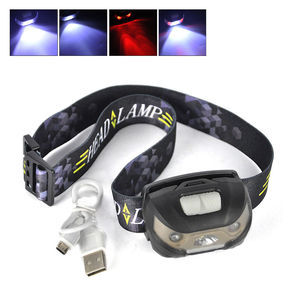 Lampe frontale à <span class=keywords><strong>LED</strong></span> en gros avec <span class=keywords><strong>bandeau</strong></span> réglable à 4 modes pour le camping, la course à pied, la pêche, lampe frontale à lumière rouge blanche et verte - Product Image 5