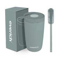 Everich ODM 350ml Gobelet à café 304SS Support de tasse sous vide isolé à double paroi personnalisé avec couvercle rabattable mousseur à lait et brosse