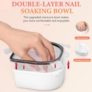 Bol de trempage à Double couche pour vernis à ongles, outil de manucure, traitement séparé des doigts, nettoyage de la peau morte, dissolvant pour Spa, trempage en plastique - Product Image 2