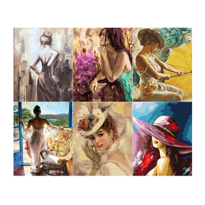 Pintura por Números al por Mayor sin Marco, Kit de Pintura por Números DIY, Arte en Lienzo de Mujer para Decoración <span class=keywords><strong>del</strong></span> Hogar - Product Image 1