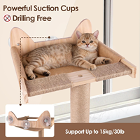 Perchoir de fenêtre pour chat avec griffoirs en sisal hauts, hamac pour chat réglable avec 3 ventouses robustes