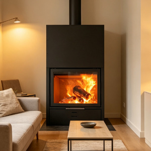 Caminetto Moderno a Legna Autoportante per Interni <span class=keywords><strong>con</strong></span> Porta Scorrevole Verticale per Riscaldamento Residenziale in Soggiorno e Villa - Product Image 5