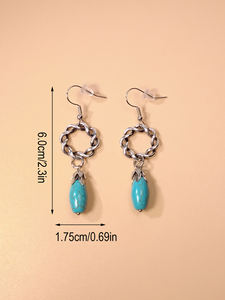 ต่างหูสไตล์โบฮีเมียนวินเทจแบบเรียบง่ายสวยงามมีจี้หยดน้ำสำหรับผู้หญิง - Product Image 4