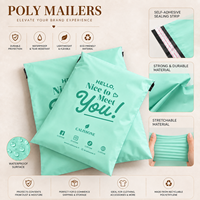 Sac d'expédition biodégradable vert menthe avec poignée, personnalisable, pour emballage postal, pochette polymail avec poignée
