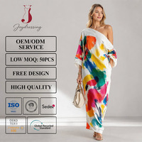 Robe longue Joydressing sexy à une épaule, imprimé graffiti, colorée, abstraite, coupe ample, style bohème, pour la plage ou les soirées, pour femme