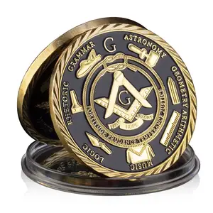 Moeda comemorativa banhada a ouro da Fraternidade do Homem sob a paternidade de Deus, moeda de lembrança dos Estados Unidos, Maçom Livre - Product Image 2