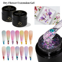 Vente en gros de gel UV de marque privée 15g, gel coloré pour ongles, texture très délicate, gel d'extension pour fleurs séchées