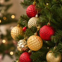 Boules de Noël en plastique de couleurs mélangées, ornements suspendus pour arbre, boules rondes brillantes et facettées pour la décoration de vitrine et de plafond