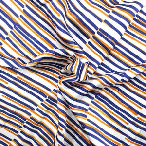 Ladies Color Blocking Soft Smooth Custom Print Geometric Blue Orange Striped Zigzag Edge Long Satin <strong>Women</strong> <strong>Silk</strong> <strong>Scarf</strong> for <strong>Women</strong> - Product Image 3