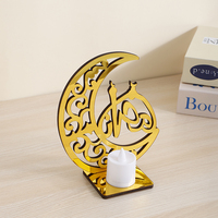 Clair de lune ornement de fête guirlande lampe Ramadan nuit décorations en bois Style musulman lune bois artisanat boîtes en bois signes muraux