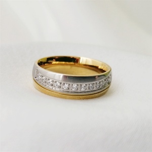 Popular Women <b>Men</b> <b>Ring</b> 18k Gold Mixed Steel Color Stainless Steel Zircon Diamond <b>Rings</b> Trendy Couple <b>Ring</b> - Product Image 4