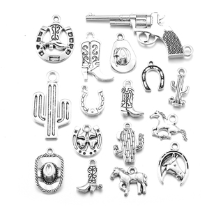 ウエスタンカウボーイをテーマにしたチャーム合金メタルホースカウボーイブーツハットペンダントDIYブレスレットネックレスイヤリングジュエリー作りU102 - Product Image 4