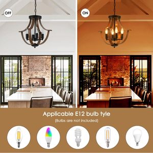 <span class=keywords><strong>Lustre</strong></span> de style farmhouse en <span class=keywords><strong>bois</strong></span> de noyer <span class=keywords><strong>noir</strong></span>, 4 lumières, suspension industrielle pour <span class=keywords><strong>salon</strong></span>, salle à manger, entrée, hall d'entrée - Product Image 3