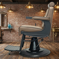 Fauteuil de Barbier en Cuir PU, Hydraulique, Pivotant, Réglable en Hauteur, Durable, Vente en Gros Direct Usine pour Salon de Coiffure Homme