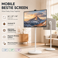 TV Android Portabel 24 27 32 Inci Layar Sentuh Mobile Bestie dengan Stand Beroda untuk Rumah dan Kantor