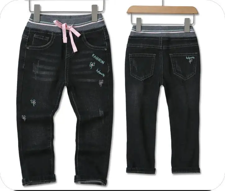 Wholesale Baby Girls Clothing Distressed Wash High Quality Girl's Denim Jeans