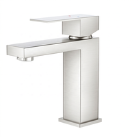 Robinet de lavabo en céramique à trou unique et à poignée unique en acier inoxydable 304, finition chromée, montage sur plan, certifié CUPC, pour salle de bain