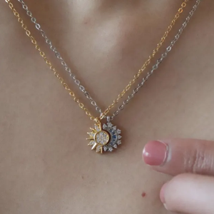 Collier Soleil et Lune en Laiton Plaqué Or Qiuhan <span class=keywords><strong>pour</strong></span> Couples, Meilleurs Amis, Pendentifs Assortis Promesse Lui et Elle, Lots en Gros - Product Image 2