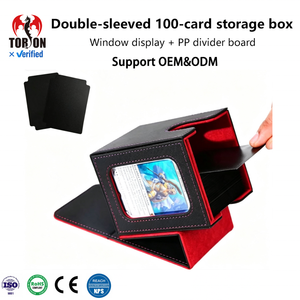   Boîte de rangement pour cartes en cuir PU imperméable pour plus de 100 cartes à double pochette avec fenêtre de visualisation pour les jeux TCG CCG Yugioh - Product Image 1