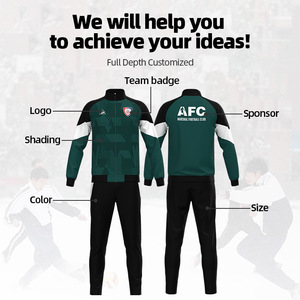 Осенне-зимняя куртка с логотипом футбольного клуба на заказ, одежда из Джерси, тренировочный спортивный костюм на молнии с длинным рукавом, униформа для мужчин - Product Image 3