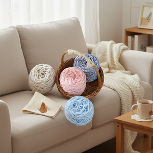 Fil de polyester doux et coloré, mélange de fibres, <span class=keywords><strong>pour</strong></span> tricot DIY, écharpes, chaussons <span class=keywords><strong>au</strong></span> <span class=keywords><strong>crochet</strong></span>, sacs en matériaux tissés à la main, Jiangsu - Product Image 3