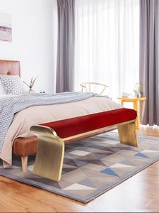 Tabouret d'extrémité <span class=keywords><strong>de</strong></span> <span class=keywords><strong>lit</strong></span> <span class=keywords><strong>de</strong></span> chambre à coucher italienne moderne et simple Villa <span class=keywords><strong>de</strong></span> luxe ménage créatif banc en métal simple pour l'utilisation <span class=keywords><strong>de</strong></span> chevet d'hôtel - Product Image 5
