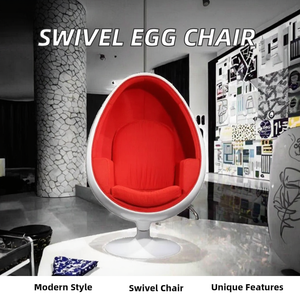 Cojín de tela para silla ovalada con bola de fibra de vidrio giratoria clásica moderna para el hogar, oficina, sala de estar, Hotel, parque, brazos para silla de huevo - Product Image 3