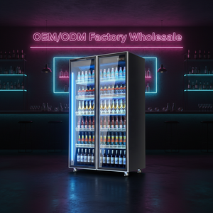 Réfrigérateur vertical commercial à 2 portes avec barre de réfrigérateur en verre refroidie par air à affichage LED plein écran - Product Image 1