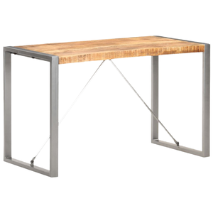 Rectangle Solid <b>Wood</b> <b>Dining</b> <b>Table</b> With Metal Legs <b>Industrial</b> Modern Design 4 Seater Home Furniture - Product Image 2