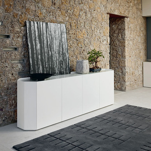 Modern Marble Top High <strong>Gloss</strong> <strong>White</strong> Wooden <strong>Sideboard</strong> - Product Image 3