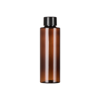 Vente chaude 100ml 120ml 150ml 250ml 350ml 500ml Cylindre à épaulement plat Ambre Brun Bouteille en plastique PET avec bouchon à vis en plastique