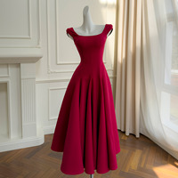 Robe longue trapèze élégante en cachemire, style Hepburn français, coupe ajustée, col carré, sans manches, ornée de diamants, pour femmes