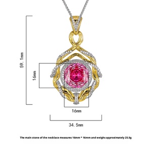 Retro Polished Eco-friendly Copper Jewelry Twist Bezel Setting Rose Cut Cubic Zirconia Pendant Necklace for Women Party Gift - Product Image 2