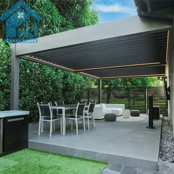 Motorlu elektrikli pergola çatı alüminyum bahçe açık elektrikli pergola ev çatı leisure eğlence için